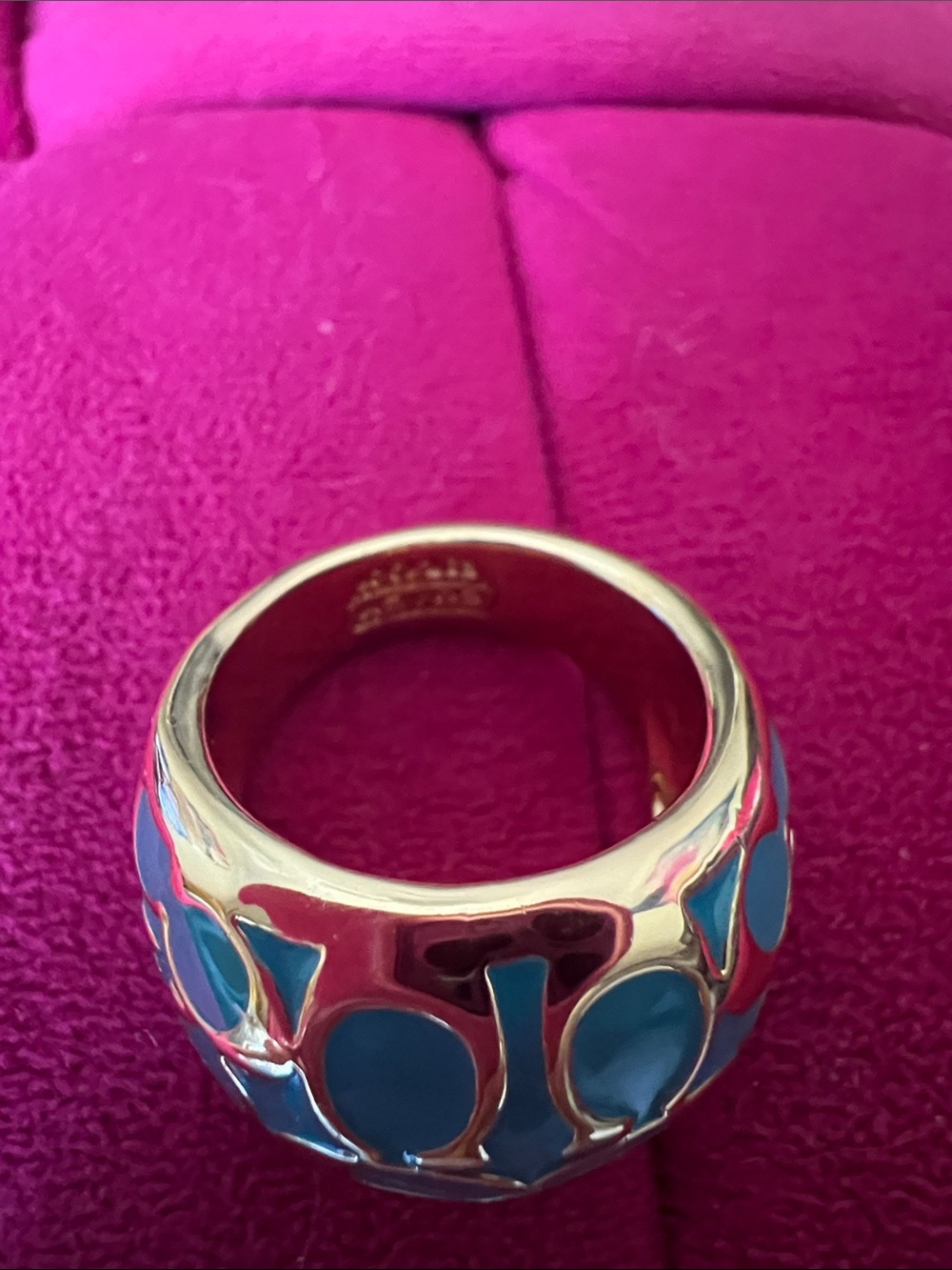 Coach Gold & Turquoise Ring-NWOT - Picture 6 of 9